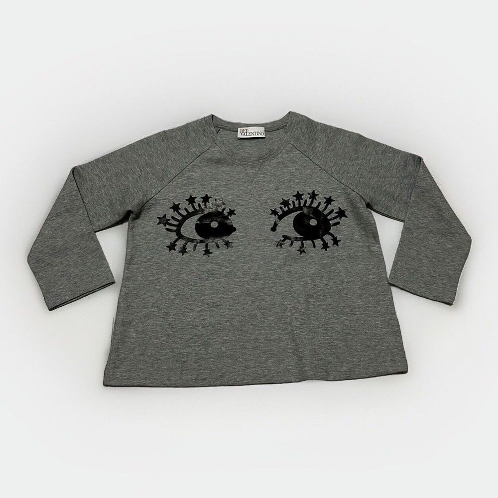 Red Valentino Long Sleeve Shirt Sz XS - Gray - Eyes Lashes Stars